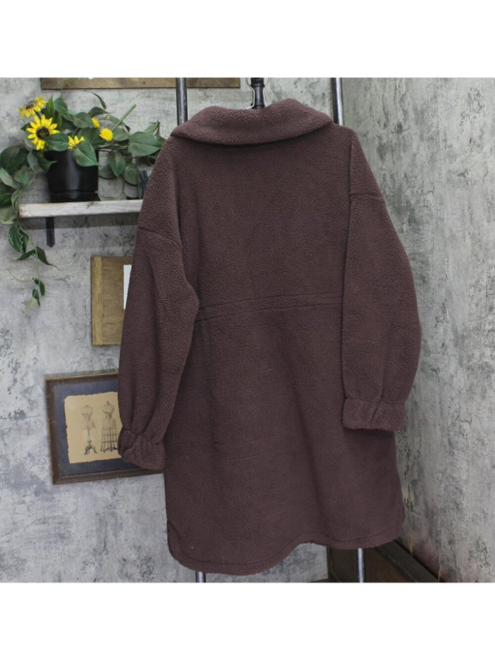 NEW All In Motion High-Pile Fleece Full-Zip Drawstring Jacket Coat Brown 2XL - Picture 7 of 12